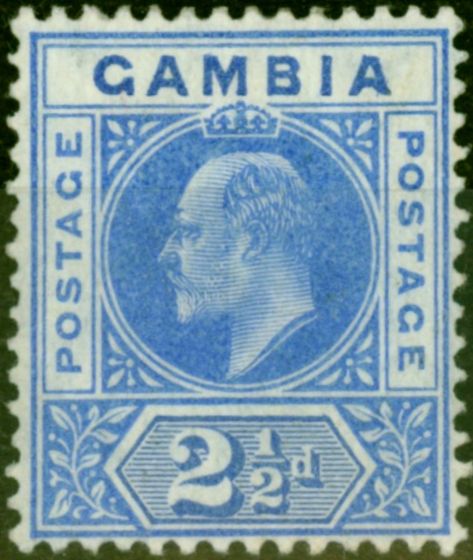 Valuable Postage Stamp from Gambia 1905 2 1/2d Bright Blue & Ultramarine SG60a Fine Mtd Mint