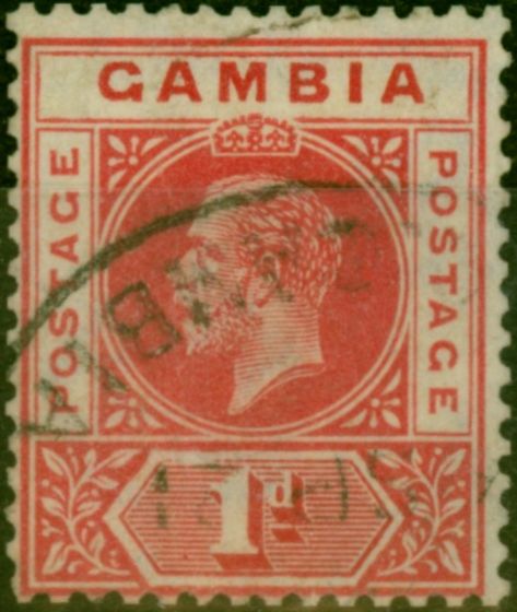 Valuable Postage Stamp Gambia 1921 1d Carmine-Red SG109 Fine Used
