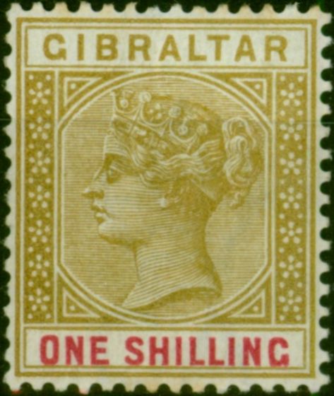 Gibraltar 1898 1s Bistre & Carmine SG45 Fine MM  Queen Victoria (1840-1901) Rare Stamps