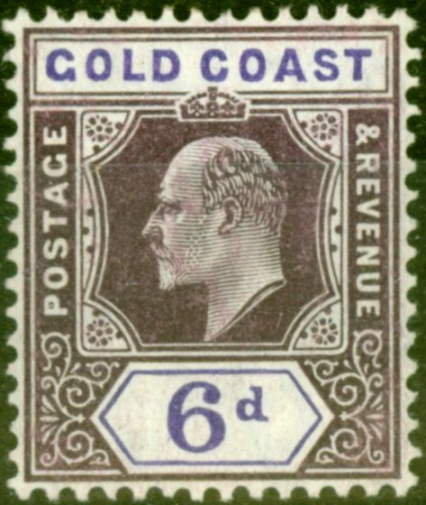 Rare Postage Stamp from Gold Coast 1906 6d Dull Purple & Violet SG54 Fine Mtd Mint