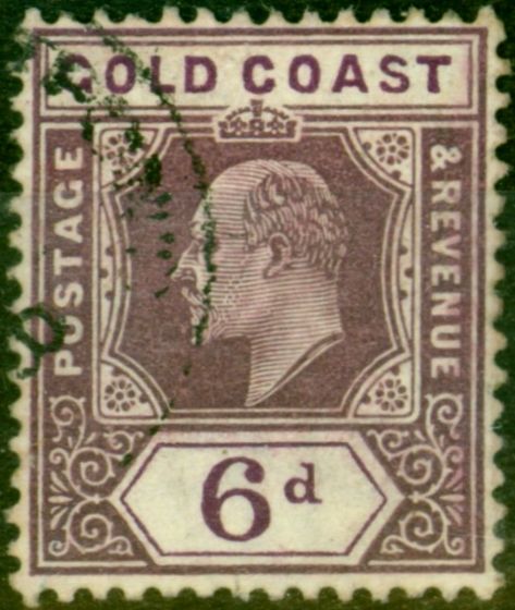 Rare Postage Stamp from Gold Coast 1906 6d Dull Purple & Violet SG54 Fine Used