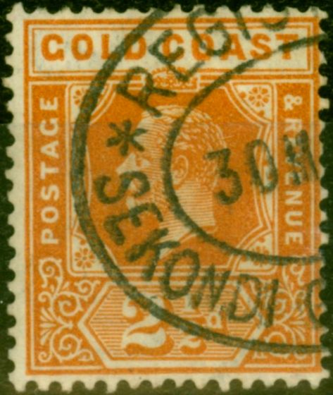 Valuable Postage Stamp from Gold Coast 1922 2 1/2d Yellow-Orange SG90 Fine Used Stamp
