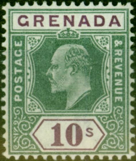 Collectible Postage Stamp from Grenada 1902 10s Green & Purple SG66 Superb Very Lightly Mtd Mint