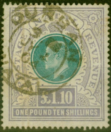 Old Postage Stamp from Natal 1902 £1.10s Green & Violet SG143 Ave Used