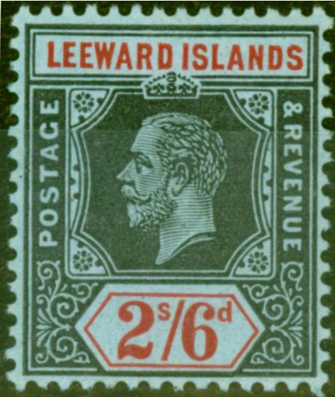 Collectible Postage Stamp from Leeward Islands 1913 2s6d Black & Red-Blue SG56 Fine Lightly Mtd Mint