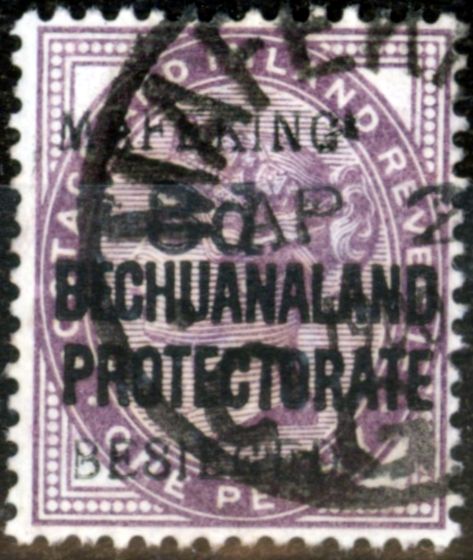 Old Postage Stamp from Mafeking 1900 3d on 1d Lilac SG7 Fine Used (2)