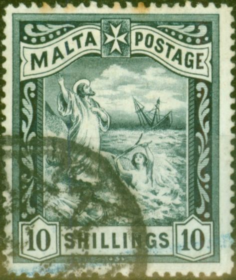 Collectible Postage Stamp from Malta 1899 10s Blue-Black SG35 Good Used