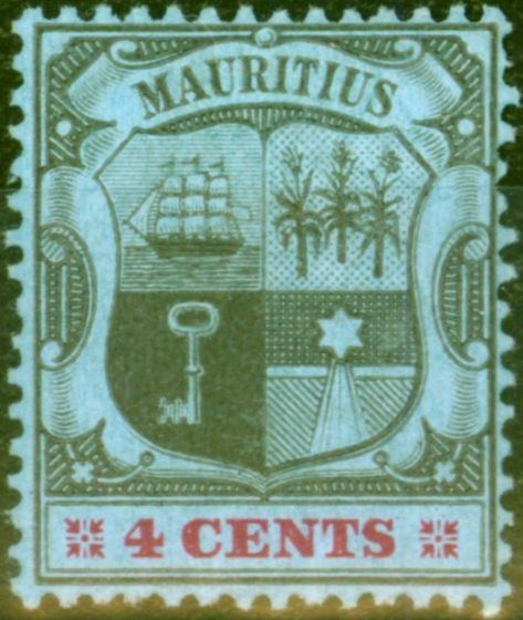Collectible Postage Stamp from Mauritius 1904 4c Black & Carmine Blue SG167a Chalk Fine Mtd Mint