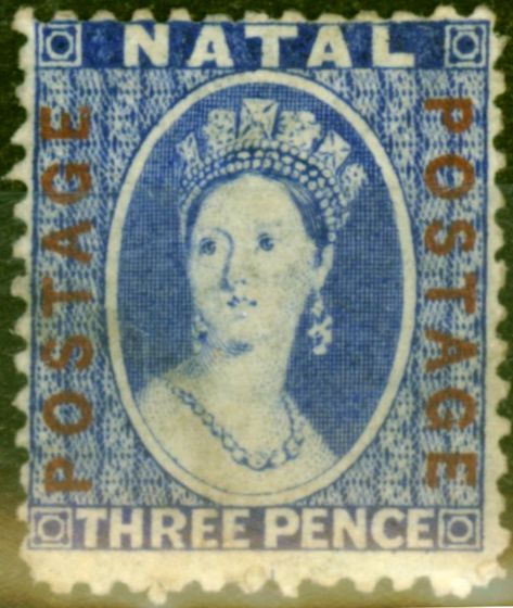Valuable Postage Stamp from Natal 1872 3d Bright Blue SG61 Fine Mtd Mint