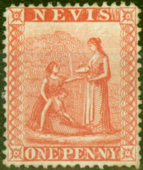 Collectible Postage Stamp from Nevis 1877 1d Vermilion-Red SG17 Fine Unused