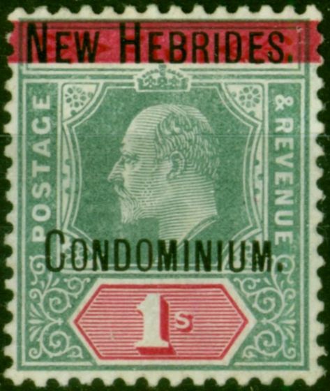 New Hebrides 1908 1s Green & Carmine SG9 Fine & Fresh LMM . King Edward VII (1902-1910) Mint Stamps