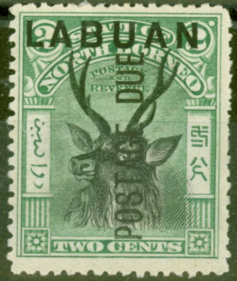 Rare Postage Stamp from Labuan 1901 2c Black & Green SGD1 Ave Mtd Mint