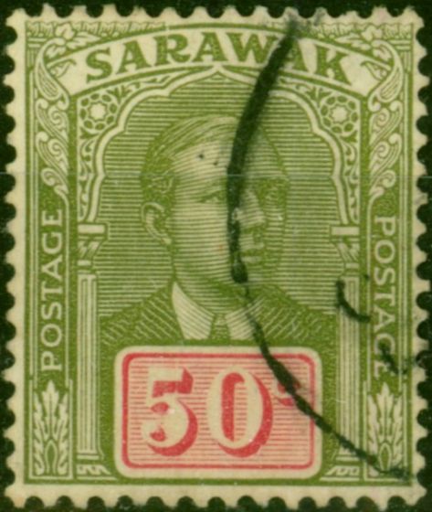 Sarawak 1928 50c Olive-Green & Carmine SG89 Fine Used. King George V (1910-1936) Used Stamps