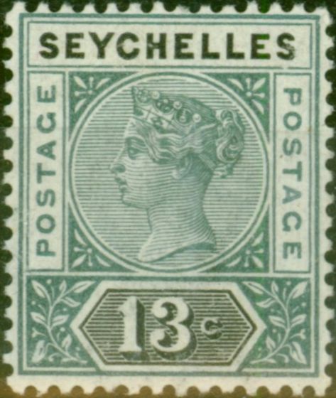 Old Postage Stamp Seychelles 1892 13c Grey & Black SG13 Fine VLMM