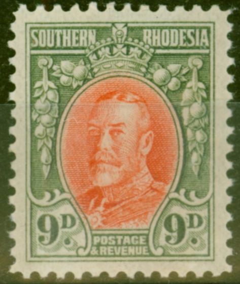 Valuable Postage Stamp from Southern Rhodesia 1934 9d Vermilion & Olive-Green SG21b Fine Lightly Mtd Mint