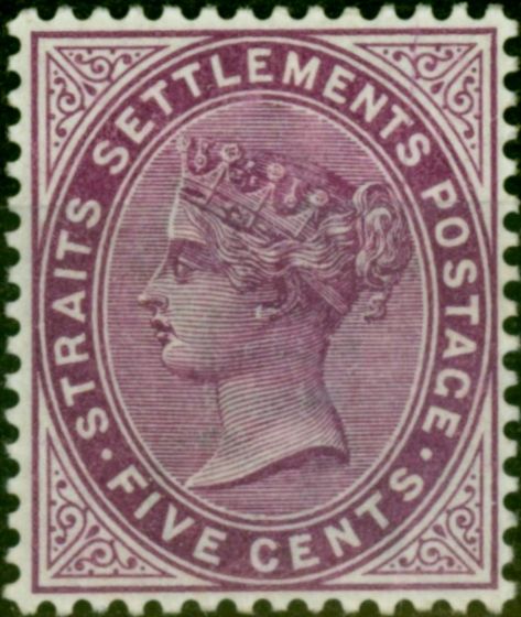 Rare Postage Stamp Straits Settlements 1899 5c Magenta SG100 V.F VLMM