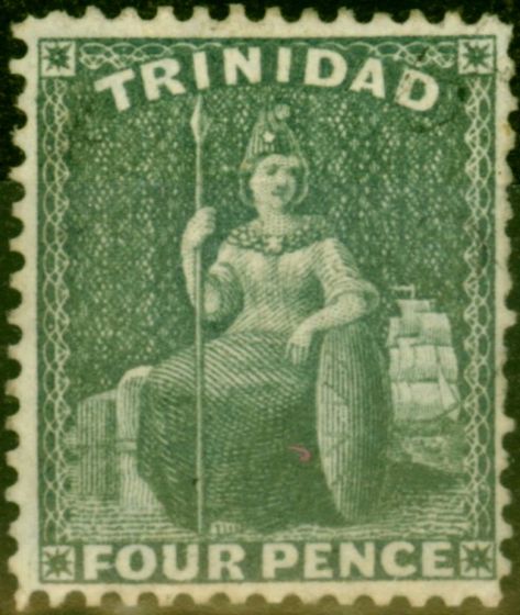 Old Postage Stamp from Trinidad 1876 4d Bluish Grey SG76 Fine Unused
