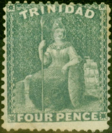 Old Postage Stamp from Trinidad 1882 4d Bluish Grey SG102 Fine & Fresh Mtd Mint