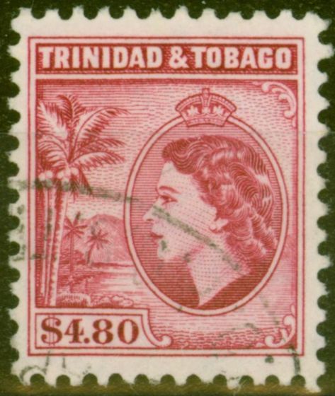 Old Postage Stamp from Trinidad & Tobago 1955 $4.80 Cerise SG278a P.11.5 Fine Used