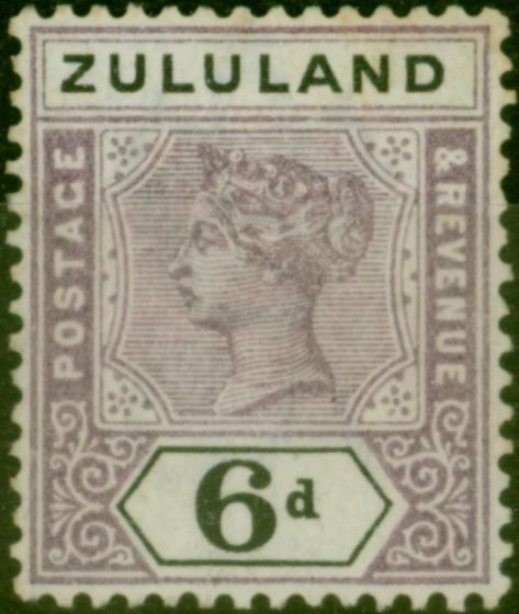 Rare Postage Stamp Zululand 1894 6d Dull Mauve & Black SG24 Fine & Fresh Unused