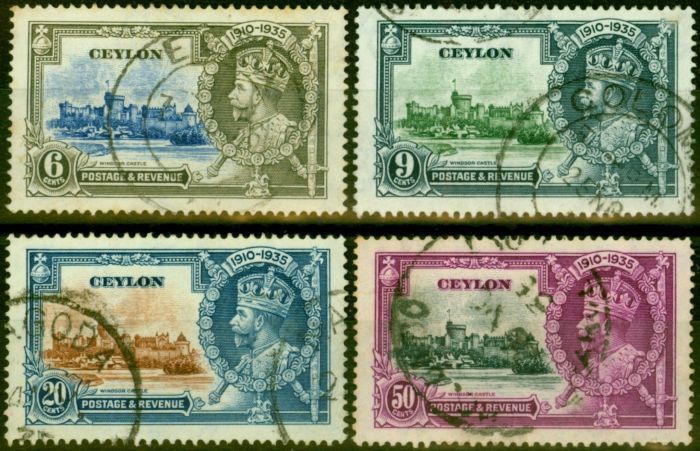 Old Postage Stamp from Ceylon 1935 Jubilee Set of 4 SG379-382 Good Used