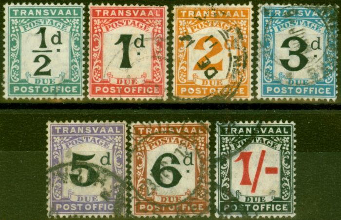 Old Postage Stamp Transvaal 1907 Postage Due Set of 7 SGD1-D7 Fine Used Stamp