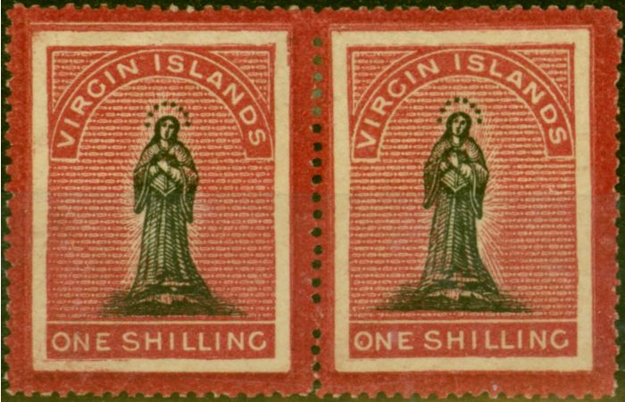 Valuable Postage Stamp Virgin Islands 1867 1s Black & Rose-Carmine SG19 Fine MM Pair