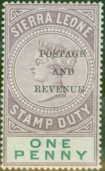 Valuable Postage Stamp from Sierra Leone 1897 1d Dull Purple & Green SG54 Fine Very Lightly Mtd Mint