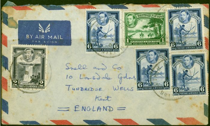 Valuable Postage Stamp from British Guiana 1954 Commercial Cover to Tonbridge Wells