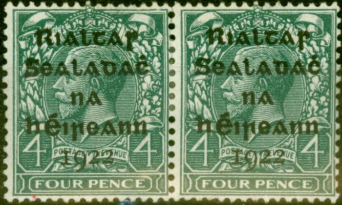 Collectible Postage Stamp from Ireland 1922 4d Grey-Green SG6 Fine Mtd Mint Pair