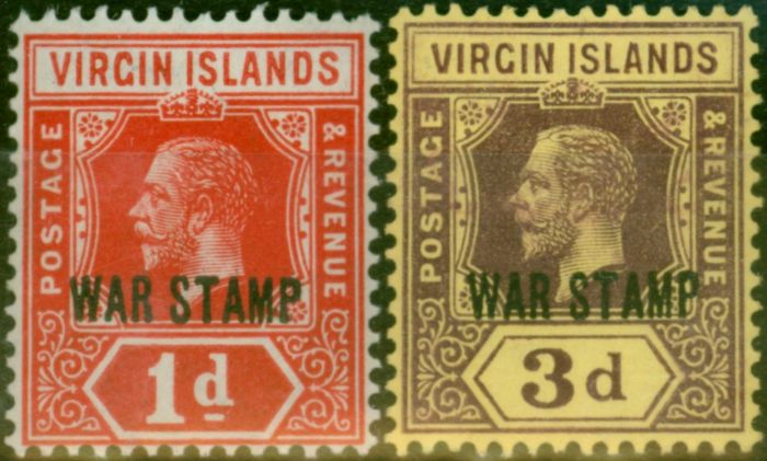 Rare Postage Stamp Virgin Islands 1916 War Stamp Set of 2 SG78-79 Fine MM