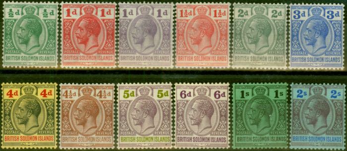 Old Postage Stamp British Solomon Islands 1922-31 Set of 12 to 2s SG39-49 V.F VLMM