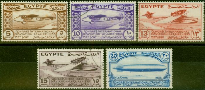 Valuable Postage Stamp from Egypt 1933 Aviation Congress Set of 5 SG214-218 Good Used
