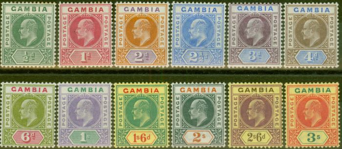 Collectible Postage Stamp from Gambia 1902-05 set of 12 SG45-56 Fine & Fresh Mtd MInt