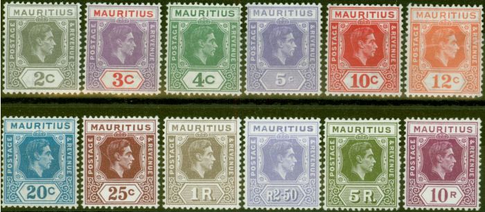 Rare Postage Stamp from Mauritius 1938 set of 12 Chalk Papers SG252-263 Fine Mtd Mint