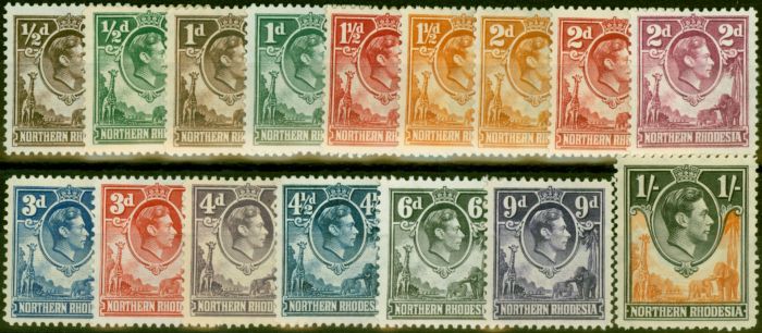 Rare Postage Stamp from Northern Rhodesia 1938-52 Set of 16 to 1s SG25-40 Very Fine MNH & LMM