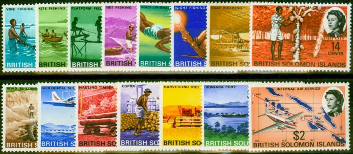 Collectible Postage Stamp Solomon Islands 1968 Set of 15 SG166-180 Fine MM