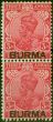 Rare Postage Stamp from Burma 1937 3a Carmine SG7 Fine MNH Pair