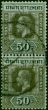Straits Settlements 1918 50c Olive Back SG209a Fine Used Pair . King George V (1910-1936) Used Stamps