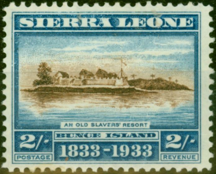 Old Postage Stamp Sierra Leone 1933 2s Brown & Light Blue SG177 Fine LMM