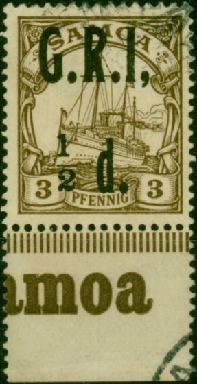 Samoa 1914 1/2d on 3pf Brown SG101c 'Comma after I' V.F.U Rare . King George V (1910-1936) Used Stamps
