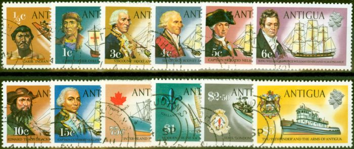 Collectible Postage Stamp from Antigua 1972-74 Wmk Change Set of 12 SG323-334 Very Fine Used