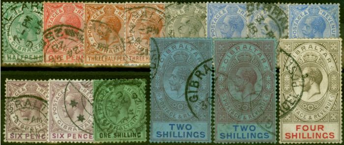 Valuable Postage Stamp Gibraltar 1921-27 Set of 14 to 4s SG89-100 Fine Used