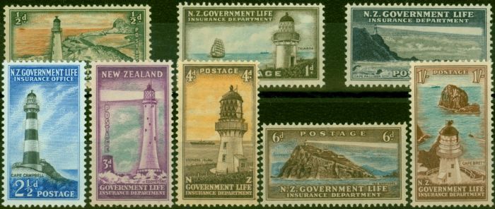 Old Postage Stamp New Zealand 1947 Set of 8 SGL42-L49 Fine MNH