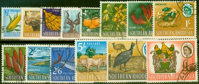 Old Postage Stamp Southern Rhodesia 1964 Set of 14 SG92-105 V.F.U
