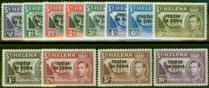 Rare Postage Stamp Tristan Da Cunha 1952 Set of 12 SG1-12 Fine & Fresh LMM