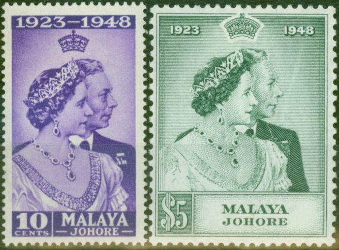 Johore 1948 RSW set of 2 SG131-132 Fine & Fresh Lightly Mtd Mint  King George VI (1936-1952) Old Royal Silver Wedding Stamp Sets