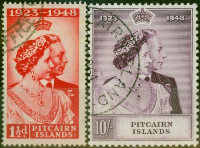 Pitcairn Islands 1949 RSW Set of 2 SG11-12 V.F.U King George VI (1936-1952) Old Royal Silver Wedding Stamp Sets