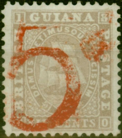 Rare Postage Stamp British Guiana 1860 5d on 12c Postage Payable for Overseas Letters SG36Var Fine Unused