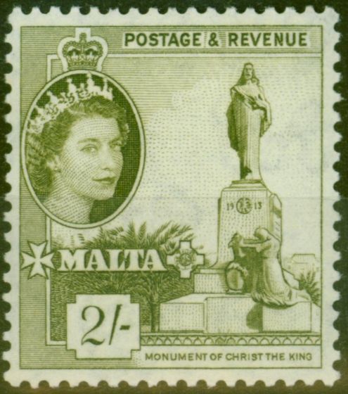 Rare Postage Stamp from Malta 1956 2s Olive-Green SG278 V.F MNH